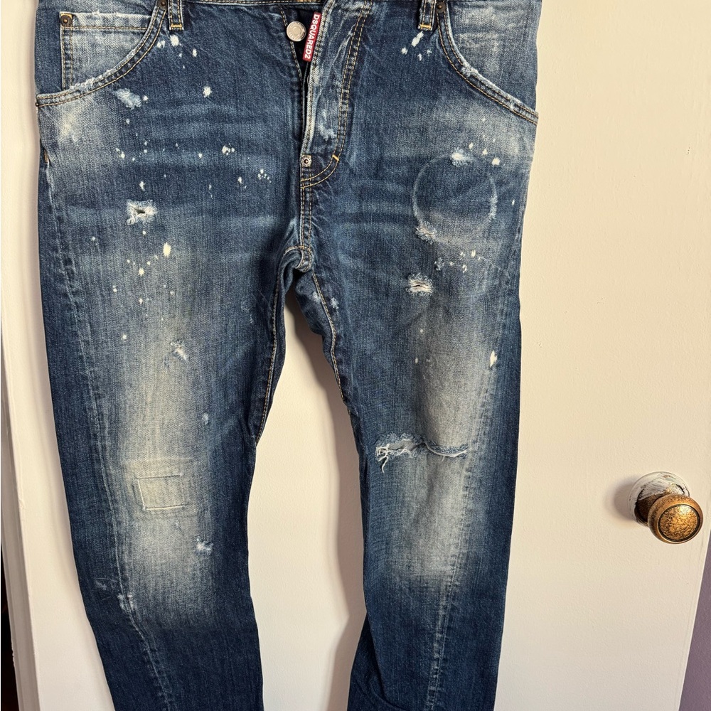 Men's Distressed Blue Jeans